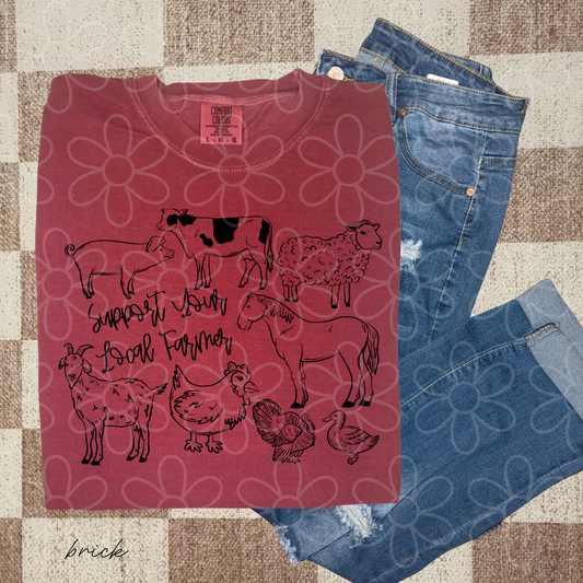 Support Your Local Farmer Animals Kids Completed Tee