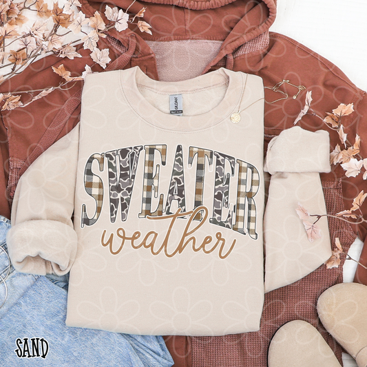 Sweater Weather Plaid Camo Kids Completed Tee