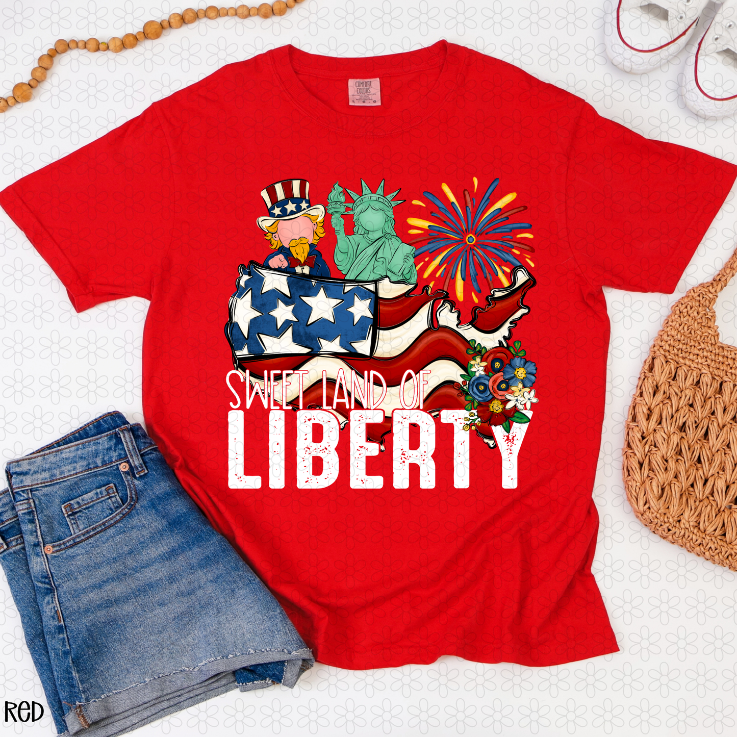 Sweet Land Of Liberty-White Completed Tee