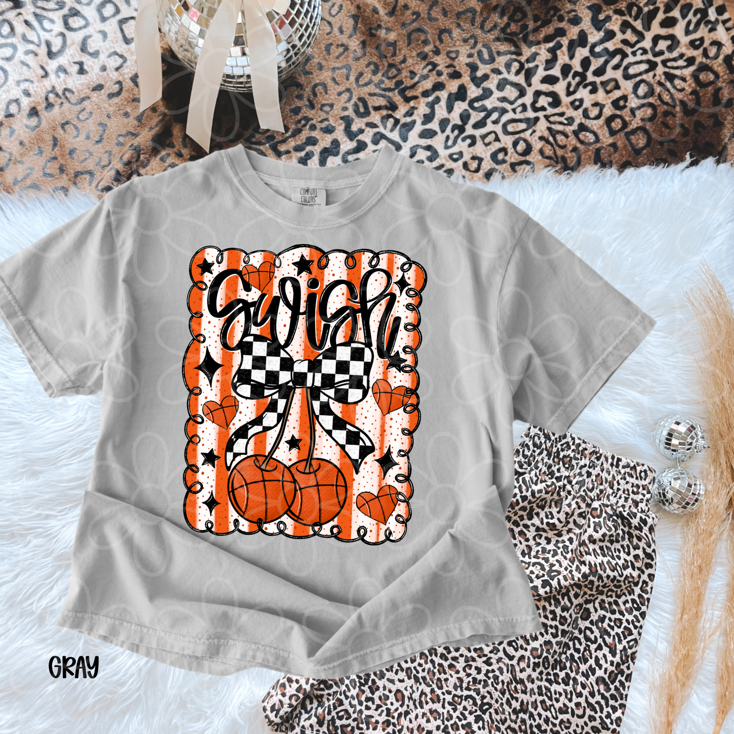 Swish Basketball Cherry Bow Kids Completed Tee