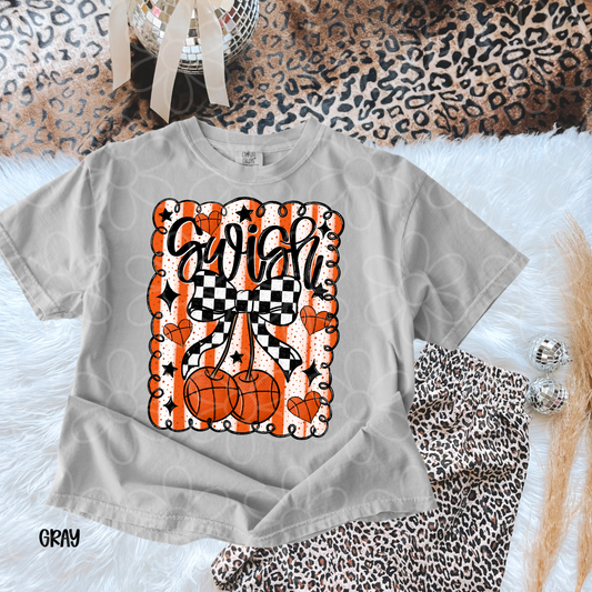 Swish Basketball Cherry Bow Kids Completed Tee