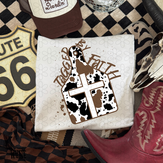 Tagged By Faith Cow Print DTF Transfer