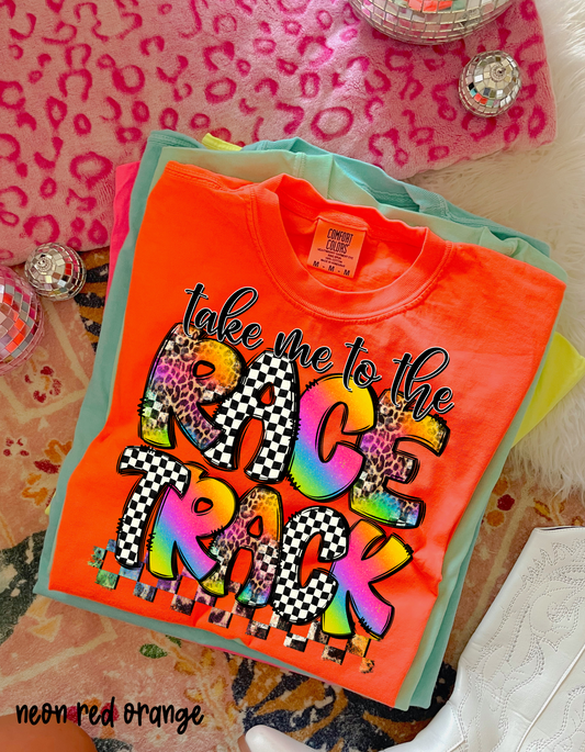 Take Me To The Race Track Leopard Checkered Completed Tee