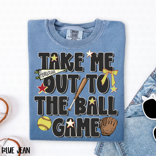 Take Me Out To The Ball Game Softball Completed Tee