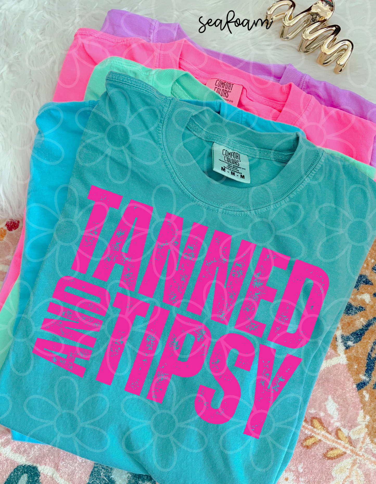 Tanned And Tipsy Pink Completed Tee