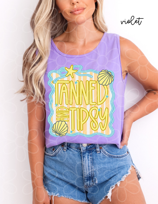Tanned And Tipsy Stripes Completed Tee