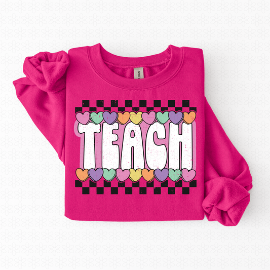 Teach Hearts Checkered Completed Tee
