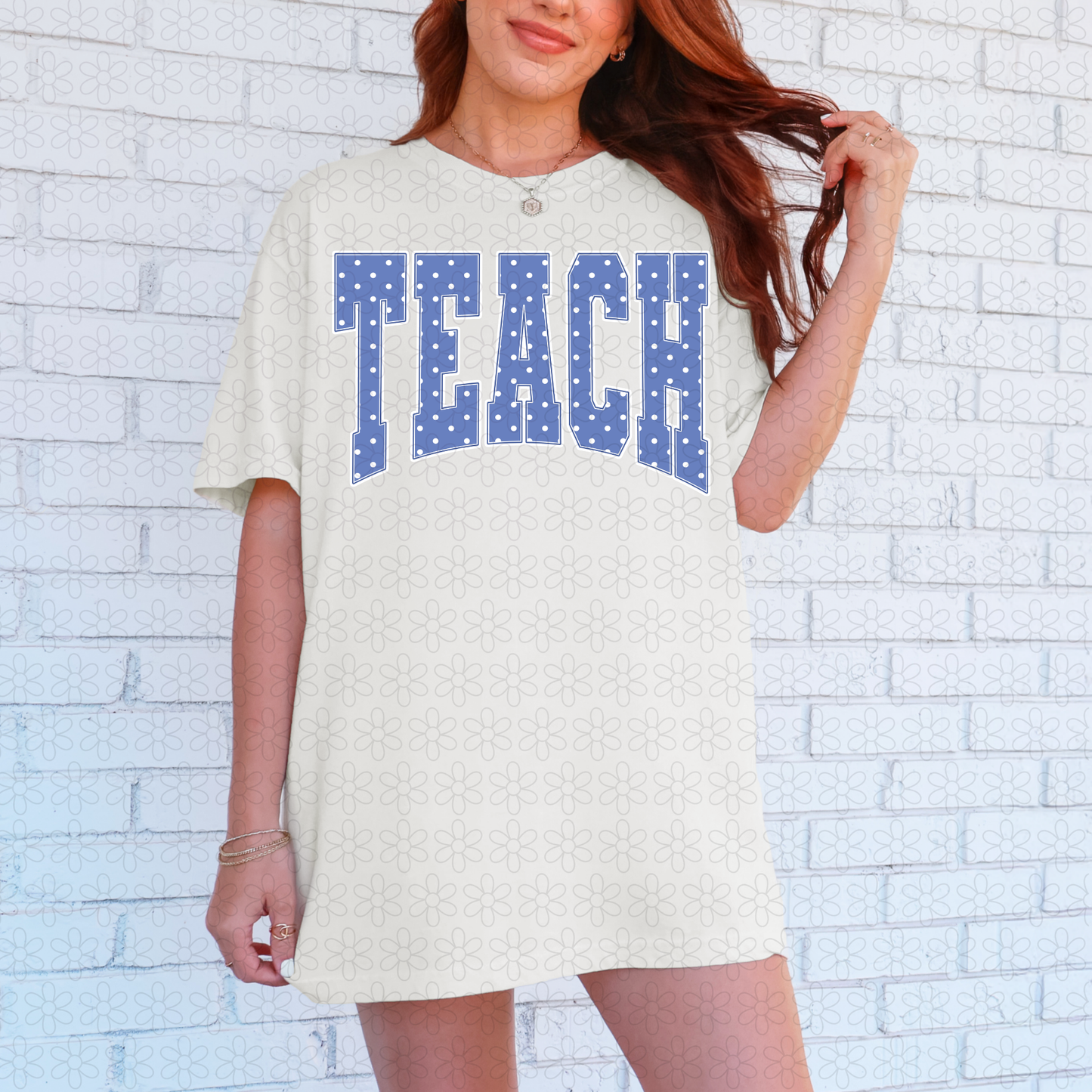 Teach BLue Polka Dot DTF Transfer