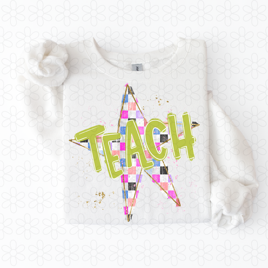 Teach Checkered Star Completed Tee