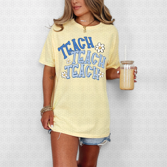 Teach Gingham Completed Tee