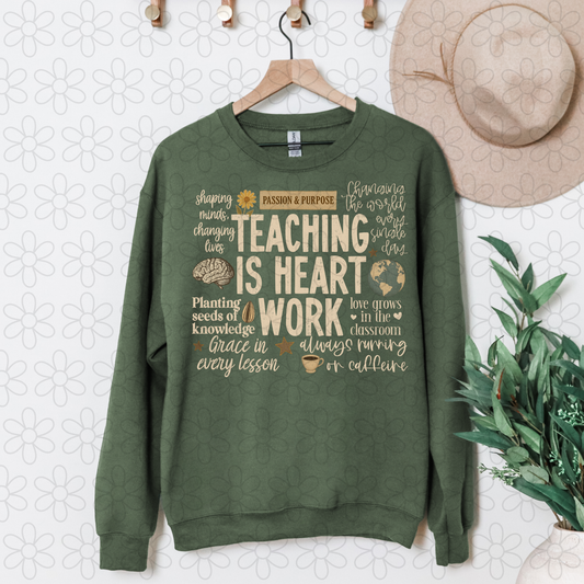 Teaching Is Heart Work White Completed Tee