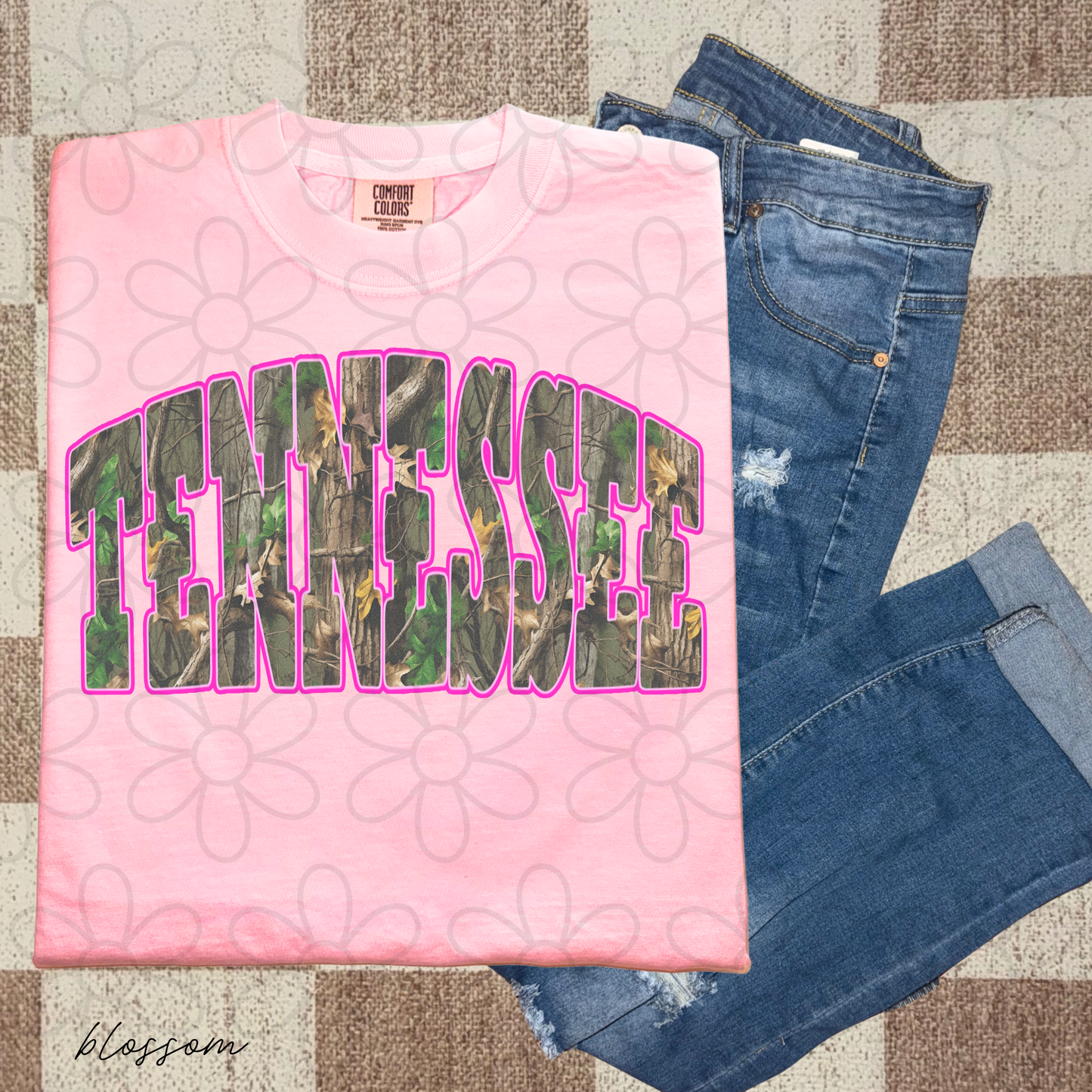 Tennessee Camo Pink Outline Completed Tee