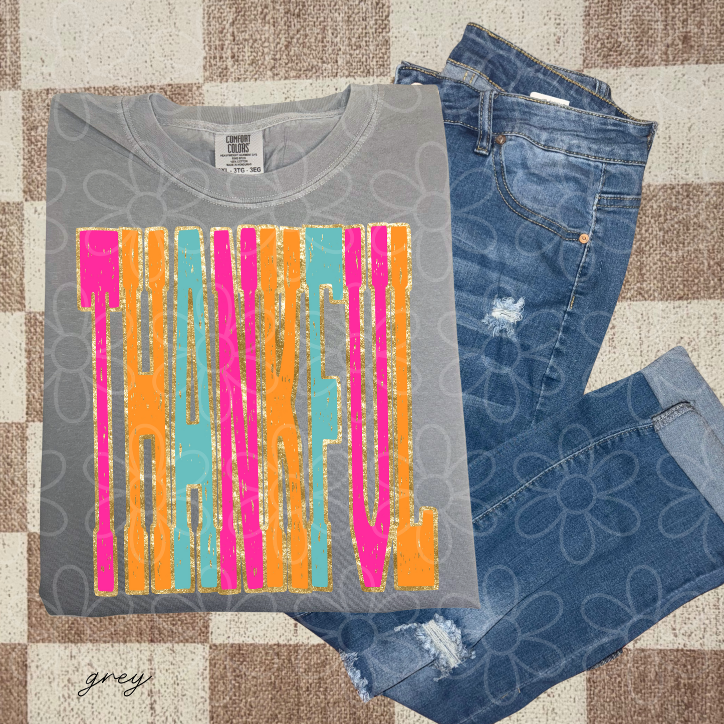 Thankful Bright Gold Colors Completed Tee