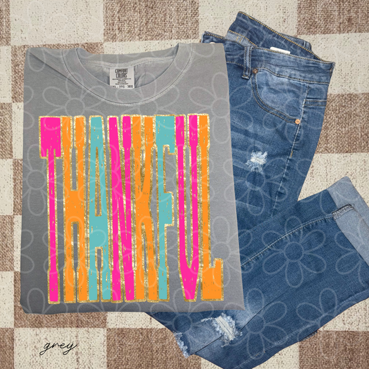 Thankful Bright Gold Colors Completed Tee