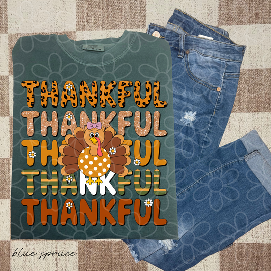 Thankful Polka Dot Turkey Kids Completed Tee