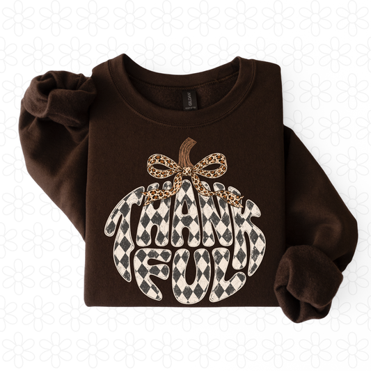 Thankful Checkered Pumpkin Completed Tee
