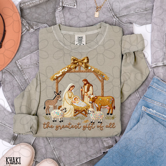 The Greatest Gift Of All Gold Bow Sequins Completed Tee