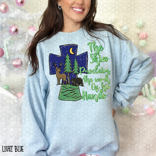 The Skies Proclaim The Work Of His Hands Kids Completed Tee