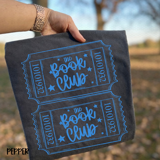 The Book Club Stamp- Blue Completed Tee