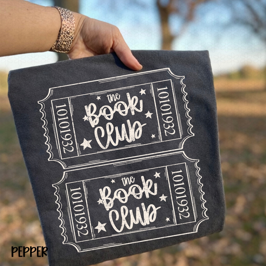 The Book Club Stamp- White Completed Tee