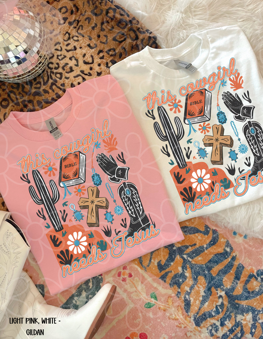 This Cowgirl Needs Jesus Kids Completed Tee