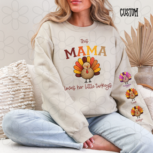 This Mama Loves Her Little Turkeys Custom Names Completed Tee