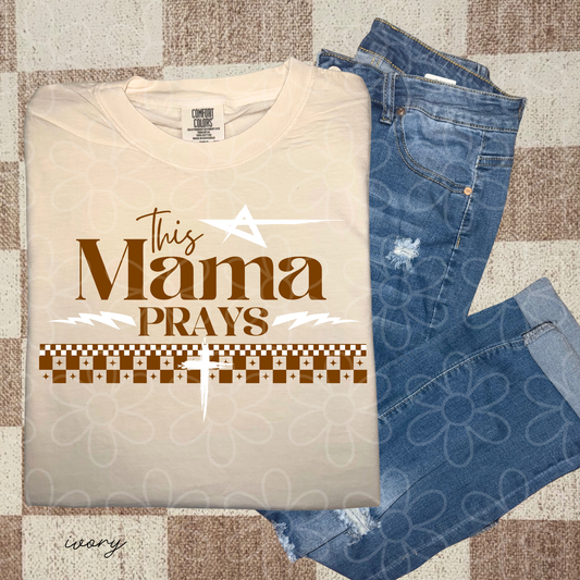 This Mama Prays Checkered DTF Transfer