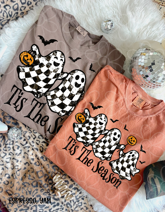 Tis The Season Distressed Checkered Ghosts DTF Transfer