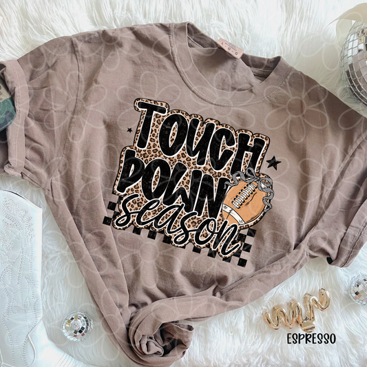 Touchdown Season Leopard Checkered DTF Transfer