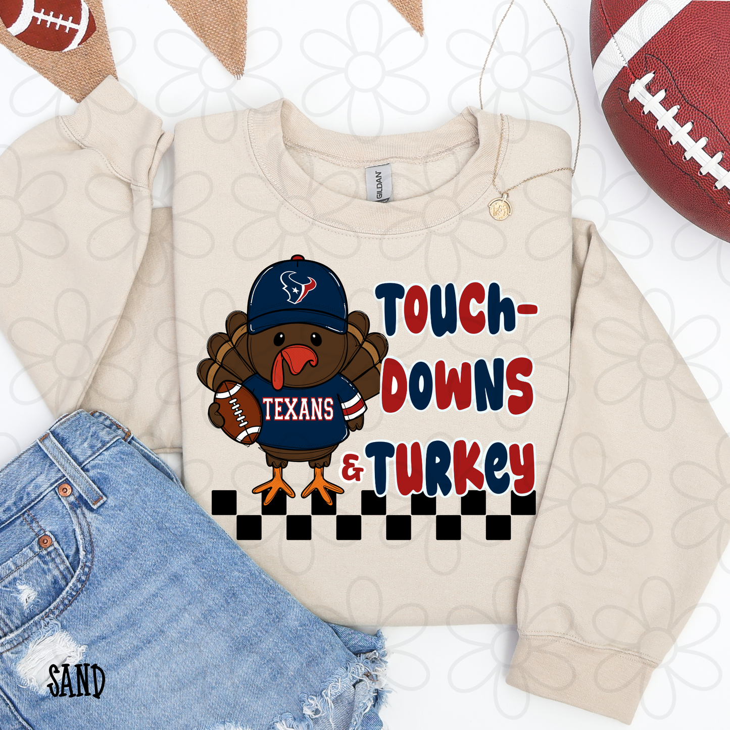 Touchdowns & Turkey Football Teams (Multiple Options) Completed Tee