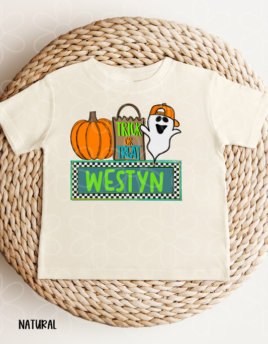 Trick Or Treat Halloween Boys Custom Name DTF Transfer