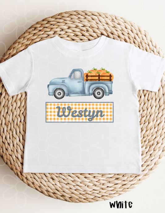 Truck Pumpkins Boys Custom Name DTF Transfer