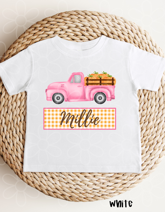 Truck Pumpkins Girls Custom Name DTF Transfer