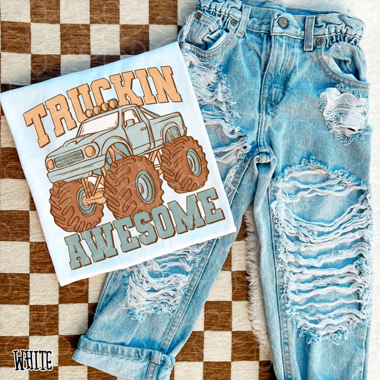 Truckin Awesome Kids Completed Tee