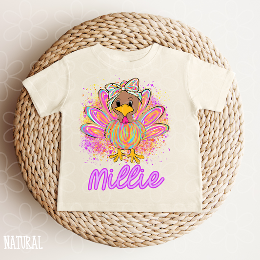 Turkey Speckle Girls Custom Name DTF Transfer