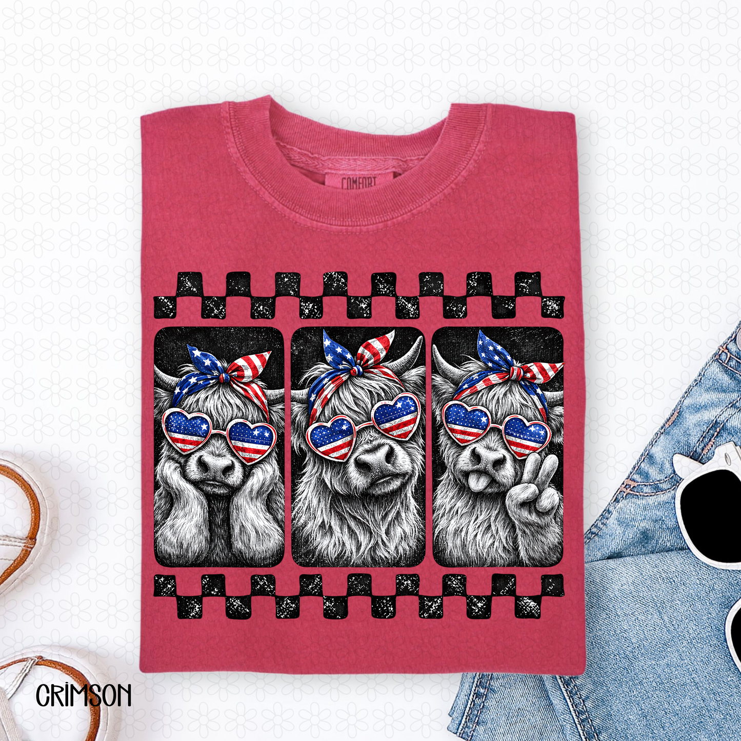 USA Checkered Cows Completed Tee