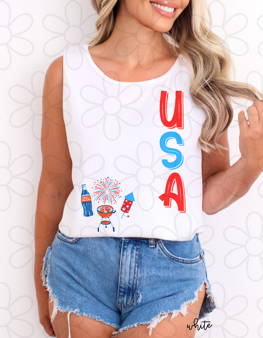 USA Fourth Of July Cookout Kids Completed Tee