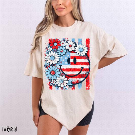 USA Smiley Completed Tee