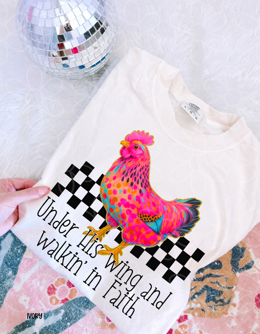 Under His Wing And Walkin In Faith Kids Completed Tee