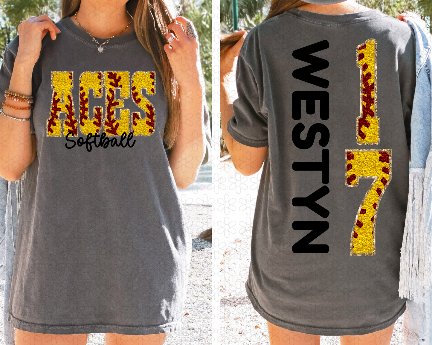 Custom Baseball Glitter Completed Tee