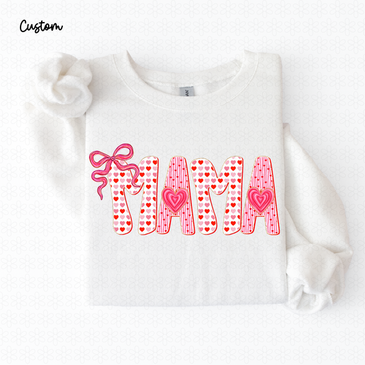 Valentine Hearts Custom Name DTF Transfer