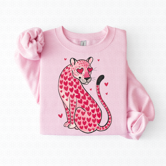 Valentine Hearts Leopard Kids Completed Tee