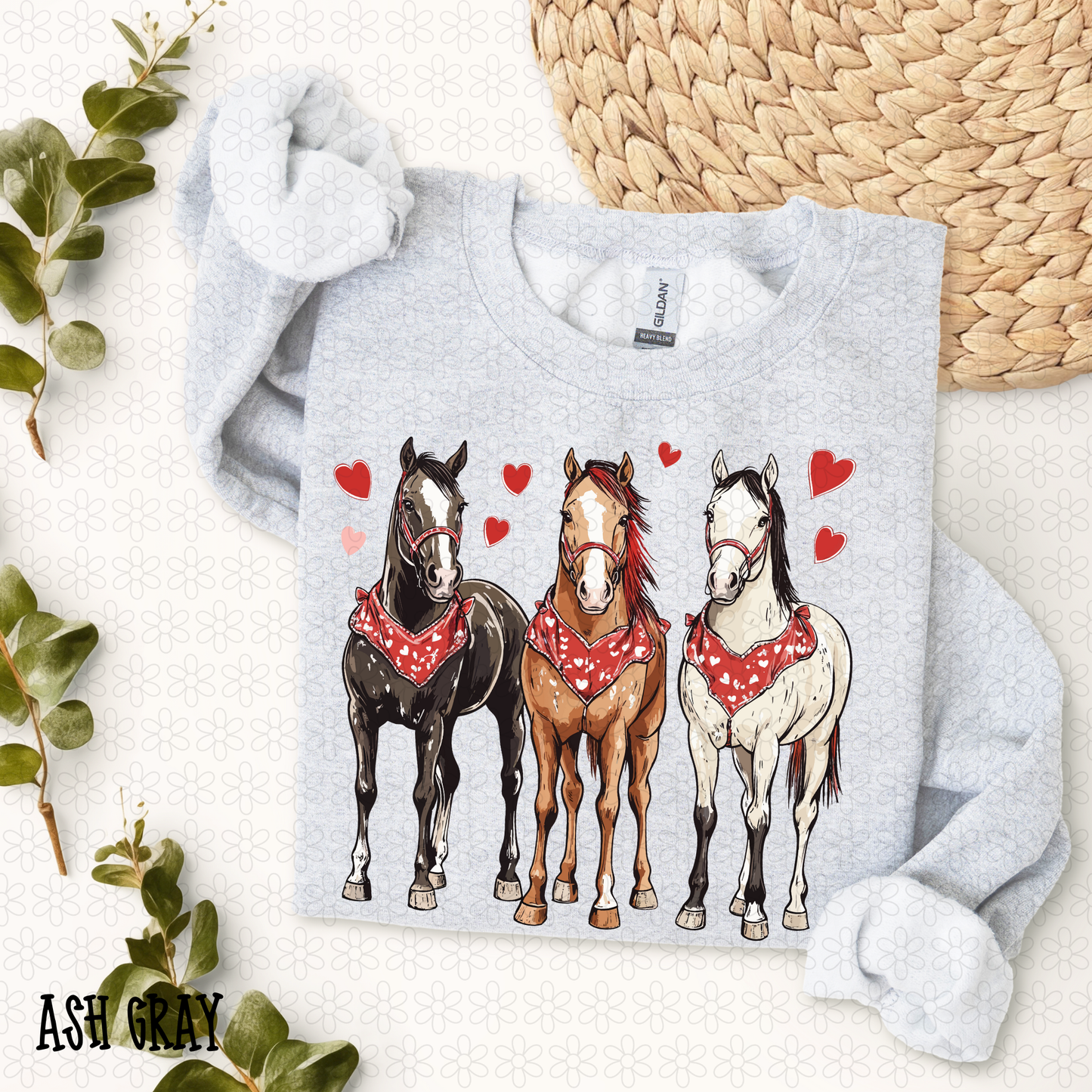 Valentines Horses Hearts Kids Completed Tee