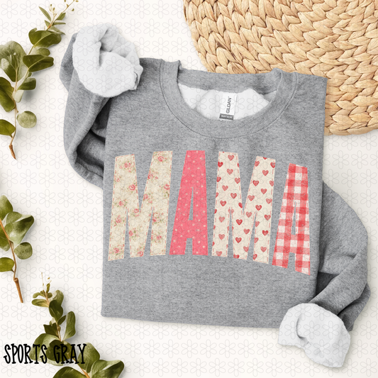 Valentines Mama Flowers Hearts Completed Tee