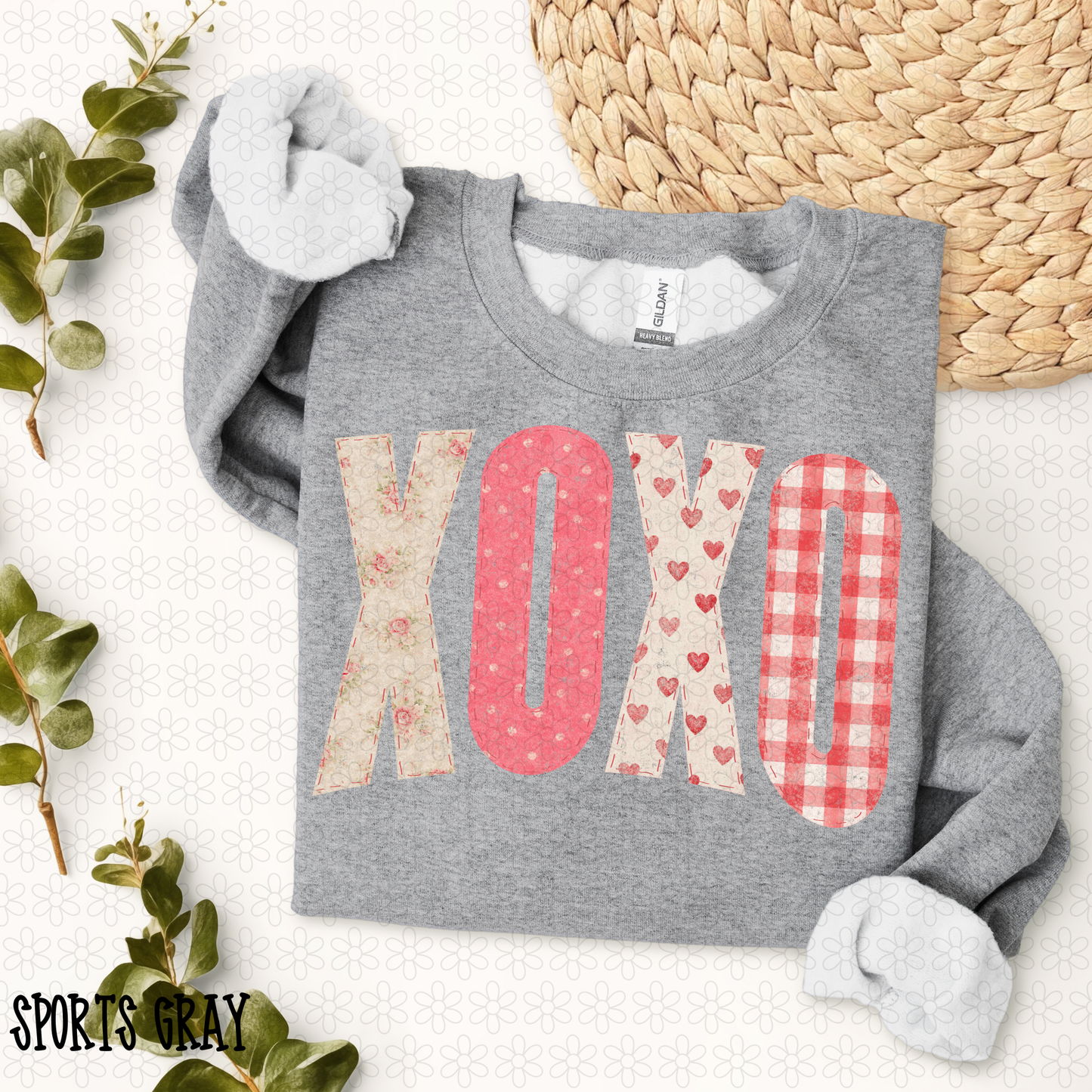 Valentines XOXO Flowers Hearts DTF Transfer