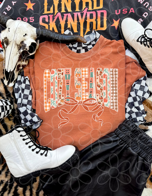 Varsity Cozy Season Bow Kids Completed Tee