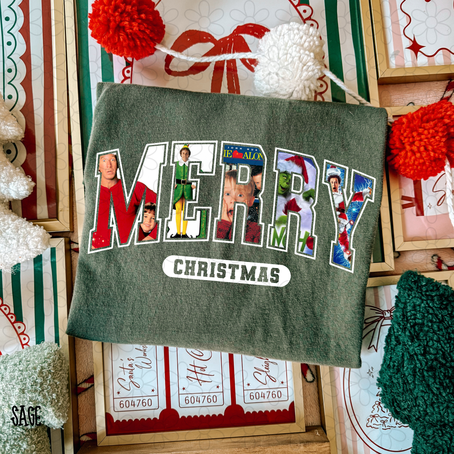 Varsity Merry Christmas Movies DTF Transfer