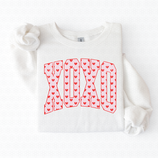 Varsity XOXO Hearts DTF Transfer