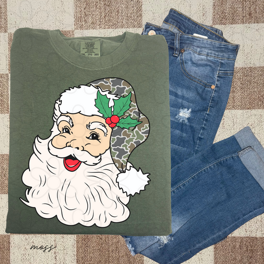 Vintage Camo Santa Hat DTF Transfer