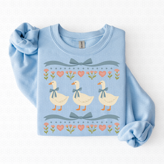 Vintage Geese Hearts Flowers Kids Completed Tee